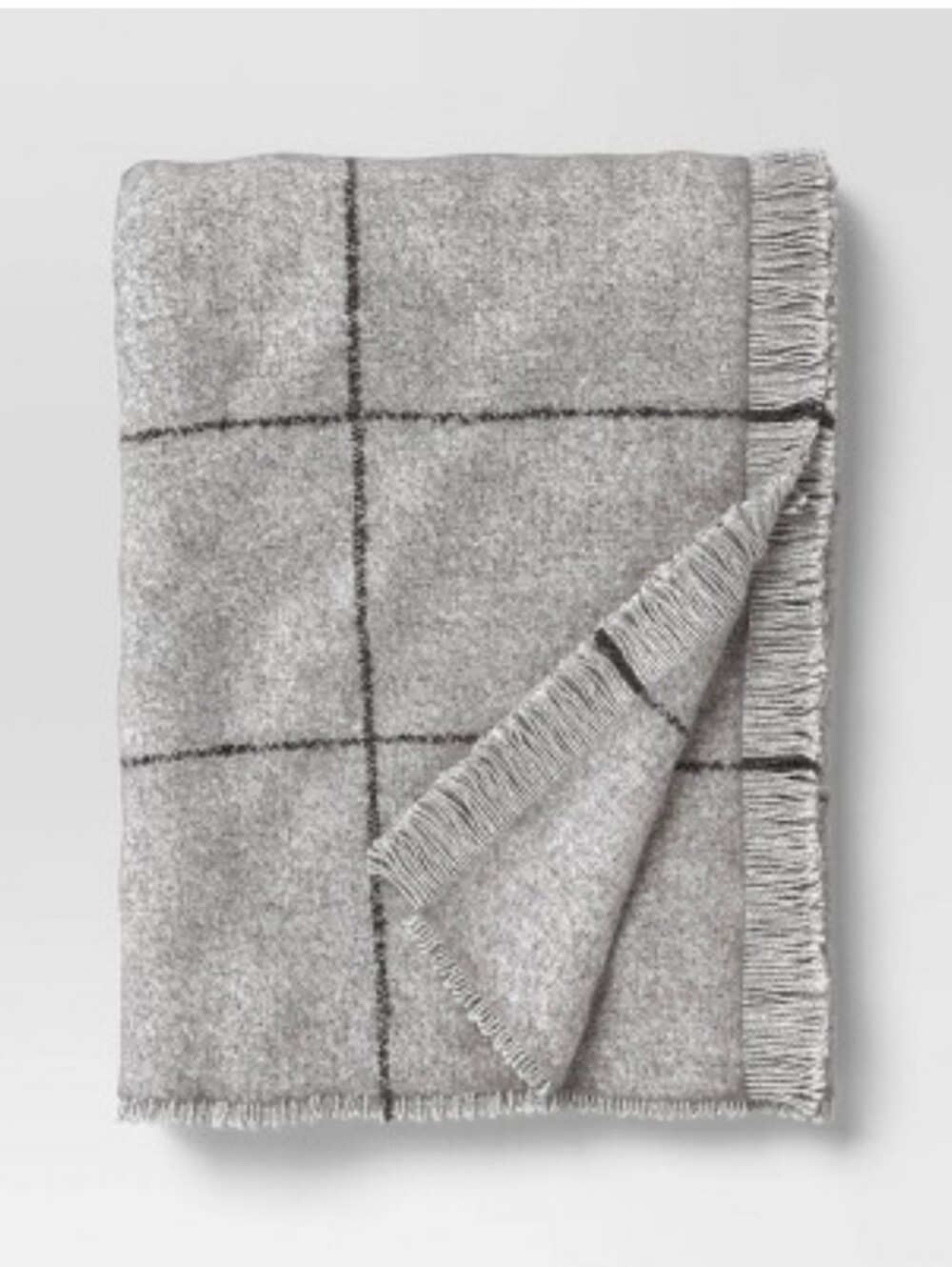 Threshold Windowpane Boucle Throw Blanket Cray/ Charcoal